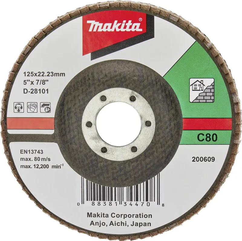 D-28101 Fächerschleifscheibe Durchmesser 125 mm Körnung (num)=80 1 St. von Makita – Produktbild