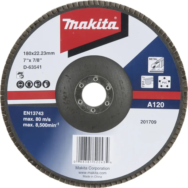 D-63541 Disque à surfacer à lamelles Diamètre 180 mm Grain=120 1 pc(s) de Makita – image du produit