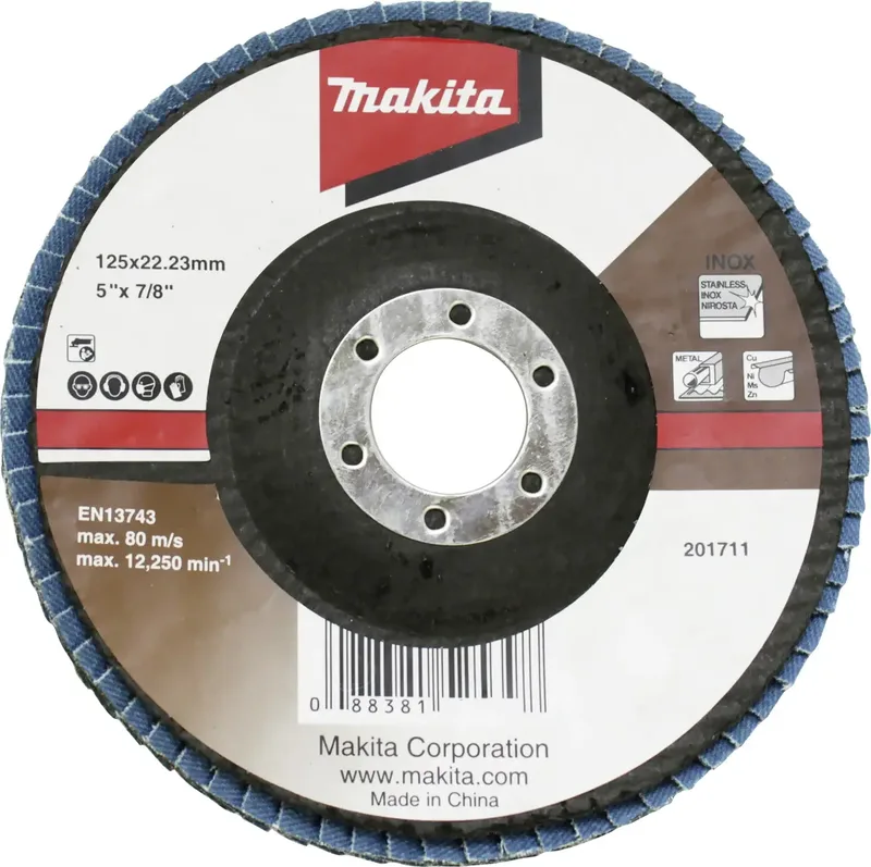 D-63806 Fächerschleifscheibe Durchmesser 125 mm Körnung (num)=80 1 St. de Makita – image du produit