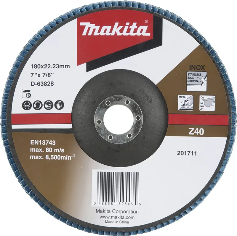 D-63828 Fächerschleifscheibe Durchmesser 180 mm Körnung (num)=40 1 St. von Makita – Produktbild