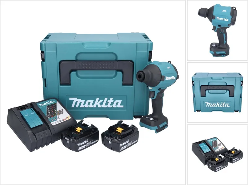 DAS 180 RFJ accu-blazer 18 V borstelloos + 2x accu 3,0 Ah + oplader + Makpac de Makita – image du produit