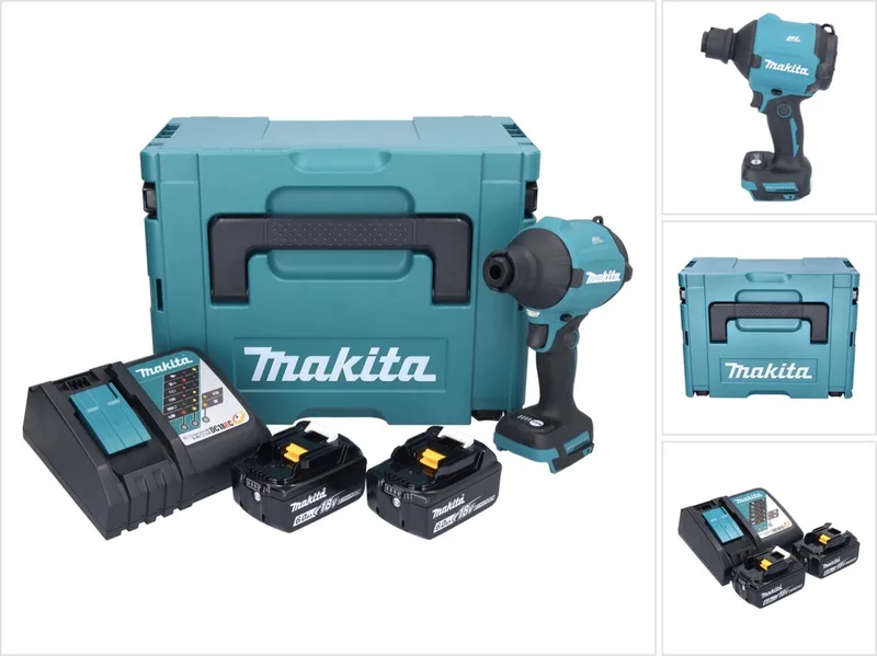 DAS 180 RGJ accu-blazer 18 V borstelloos + 2x accu 6,0 Ah + oplader + Makpac de Makita – image du produit