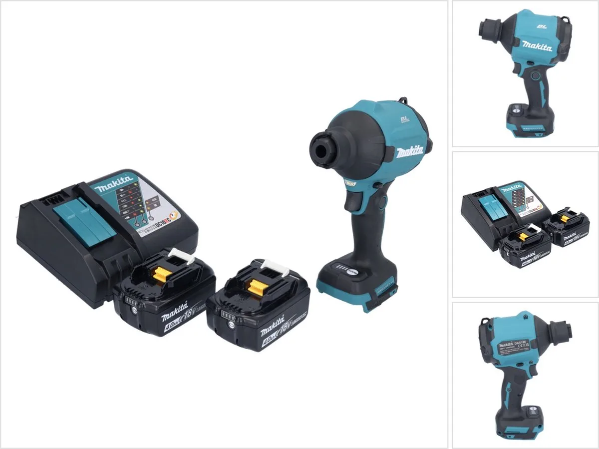 DAS 180 RM accu-blazer 18 V borstelloos + 2x accu 4,0 Ah + oplader de Makita – image du produit