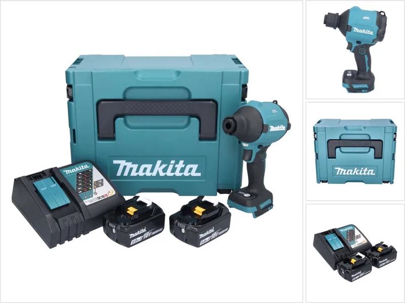 DAS 180 RTJ accu-blazer 18 V borstelloos + 2x accu 5,0 Ah + oplader + Makpac de Makita – image du produit