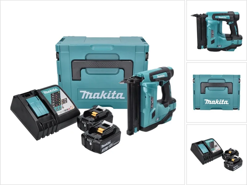 DBN 500 RFJ accu staande spijkermachine 18 V 15-50 mm + 2x accu 3.0 Ah + lader + Makpac von Makita – Produktbild