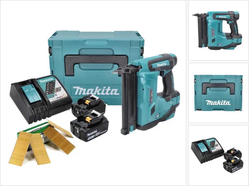 DBN 500 RTJ accu-kramspijkermachine 18 V 15-50 mm + 2x accu 5,0 Ah + oplader + Makpac + kramspijkers 50 mm 20000 stuks de Makita – image du produit