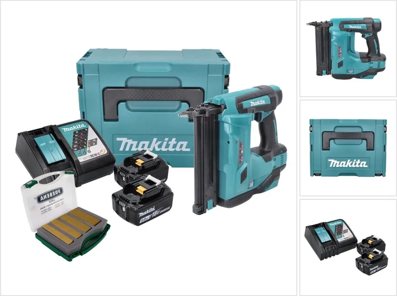 DBN 500 RTJ accu-spijkermachine 18 V 15-50 mm + 2x accu 5,0 Ah + oplader + Makpac + J-Box 8000 spijkers de Makita – image du produit