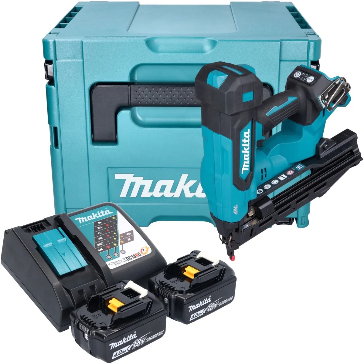 DBN 610 RMJ accu staande spijkermachine 18 V 32 - 64 mm borstelloos + 2x accu 4.0 Ah + lader + Makpac de Makita – image du produit