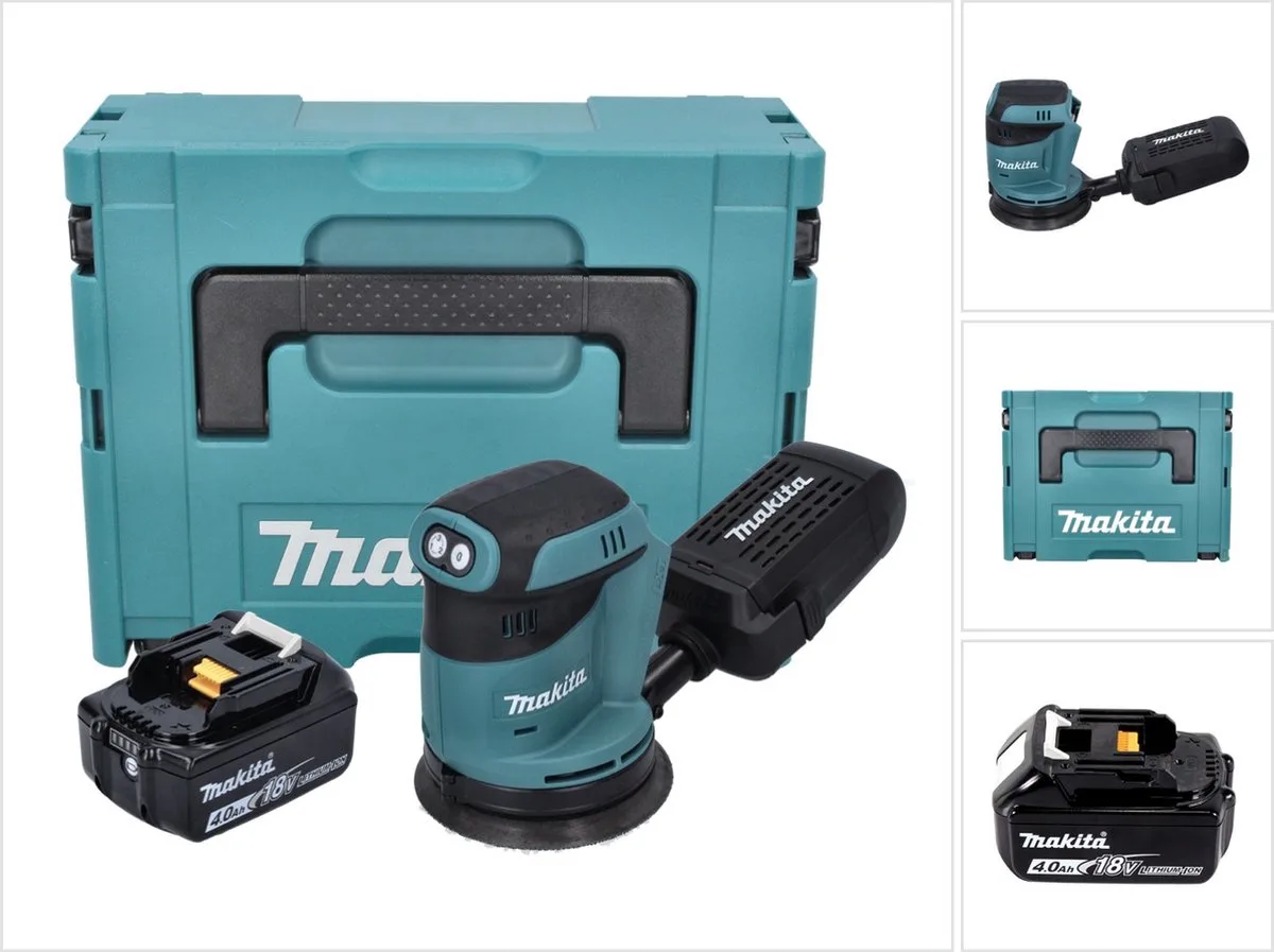 DBO 180 M1J accu excentrische schuurmachine 18 V 125 mm + 1x accu 4,0 Ah + Makpac - zonder oplader von Makita – Produktbild