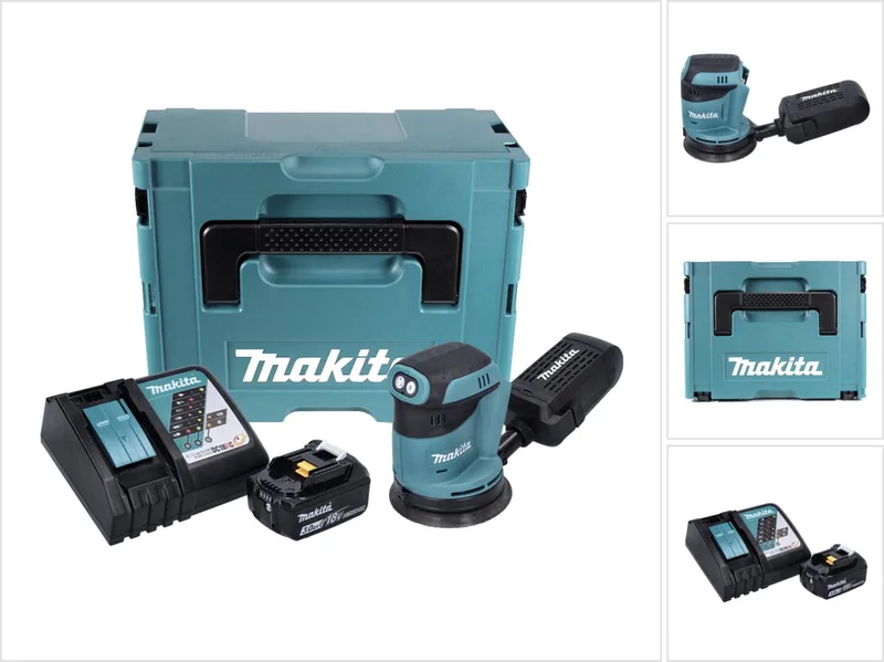 DBO 180 RF1J accu excentrische schuurmachine 18 V 125 mm + 1x accu 3,0 Ah + oplader + Makpac de Makita – image du produit