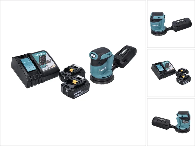 DBO 180 RG accu excentrische schuurmachine 18 V 125 mm + 2x accu 6,0 Ah + oplader de Makita – image du produit