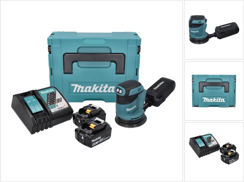 DBO 180 RGJ accu excentrische schuurmachine 18 V 125 mm + 2x accu 6,0 Ah + oplader + Makpac de Makita – image du produit