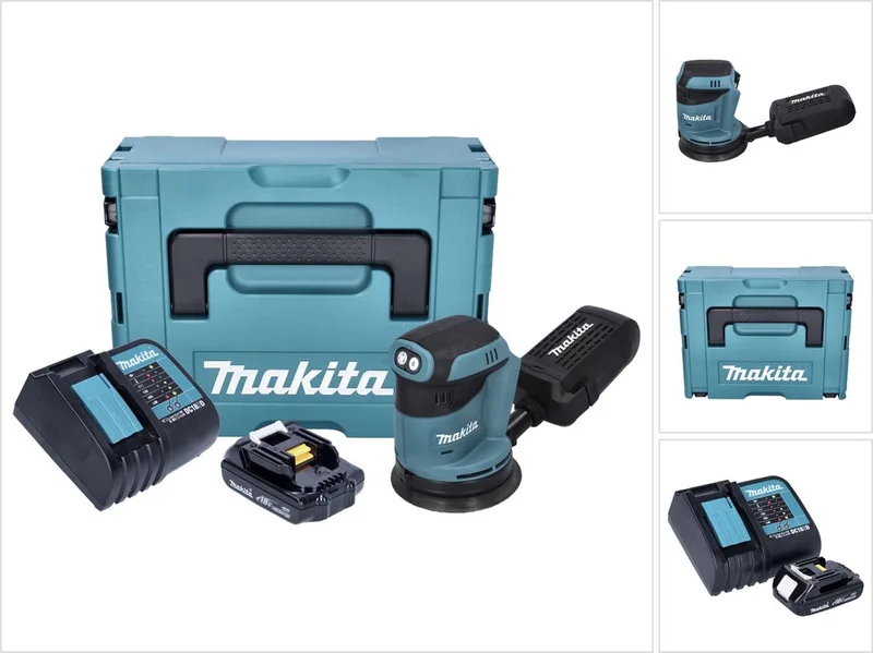 DBO 180 SY1J 18 V 125 mm accu excentrische schuurmachine + 1x 1,5 Ah accu + lader + Makpac de Makita – image du produit