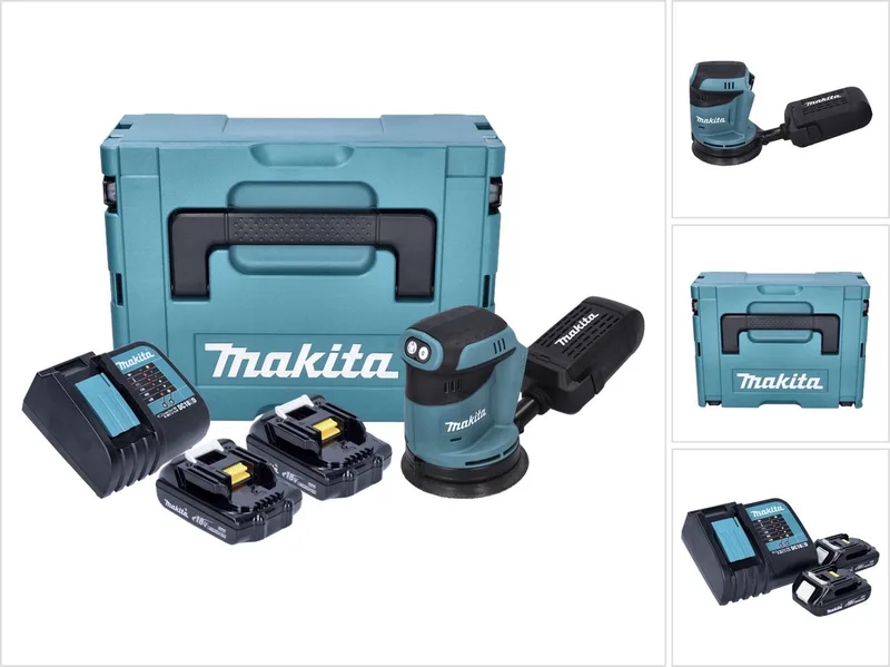 DBO 180 SYJ 18 V 125 mm accu excentrische schuurmachine + 2x 1,5 Ah accu + lader + Makpac de Makita – image du produit