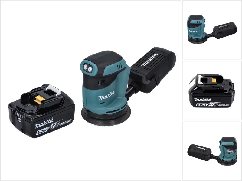 DBO 180 T1 accu excentrische schuurmachine 18 V 125 mm + 1x accu 5,0 Ah - zonder oplader de Makita – image du produit