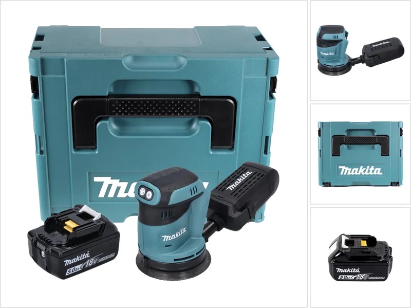 DBO 180 T1J accu excentrische schuurmachine 18 V 125 mm + 1x accu 5,0 Ah + Makpac - zonder oplader von Makita – Produktbild