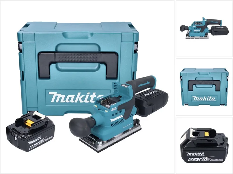 DBO 382 G1J accu-excentrische schuurmachine 18 V 93 x 185 mm borstelloos + 1x accu 6,0 Ah + Makpac - zonder oplader från Makita – produktbild