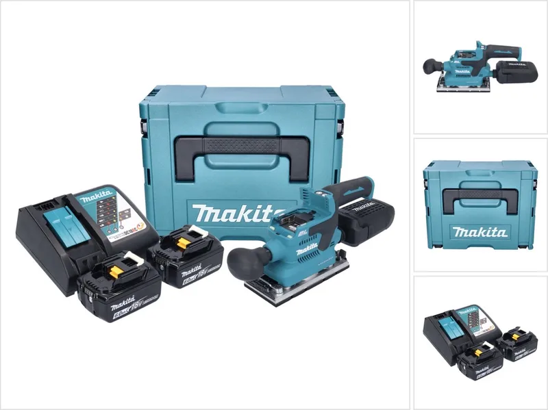 DBO 382 RGJ accu-excentrische schuurmachine 18 V 93 x 185 mm borstelloos + 2x accu 6,0 Ah + oplader + Makpac fra Makita – produktbillede