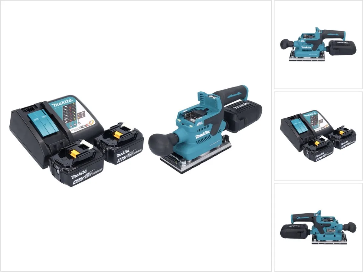 DBO 382 RM accu-excentrische schuurmachine 18 V 93 x 185 mm borstelloos + 2x accu 4,0 Ah + oplader de Makita – image du produit