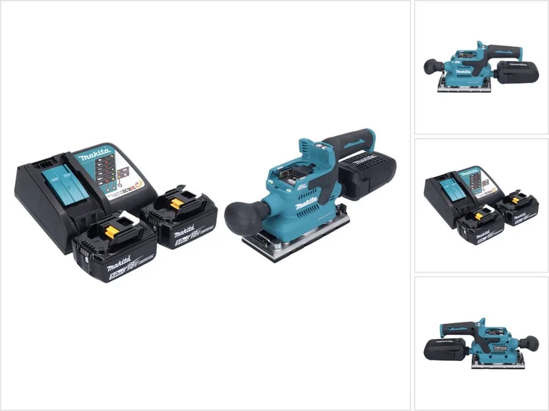 DBO 382 RT accu-schuurmachine 18 V 93 x 185 mm borstelloos + 2x accu 5,0 Ah + oplader från Makita – produktbild