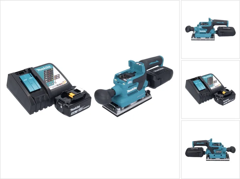 DBO 382 RT1 accu-excentrische schuurmachine 18 V 93 x 185 mm borstelloos + 1x accu 5,0 Ah + oplader von Makita – Produktbild