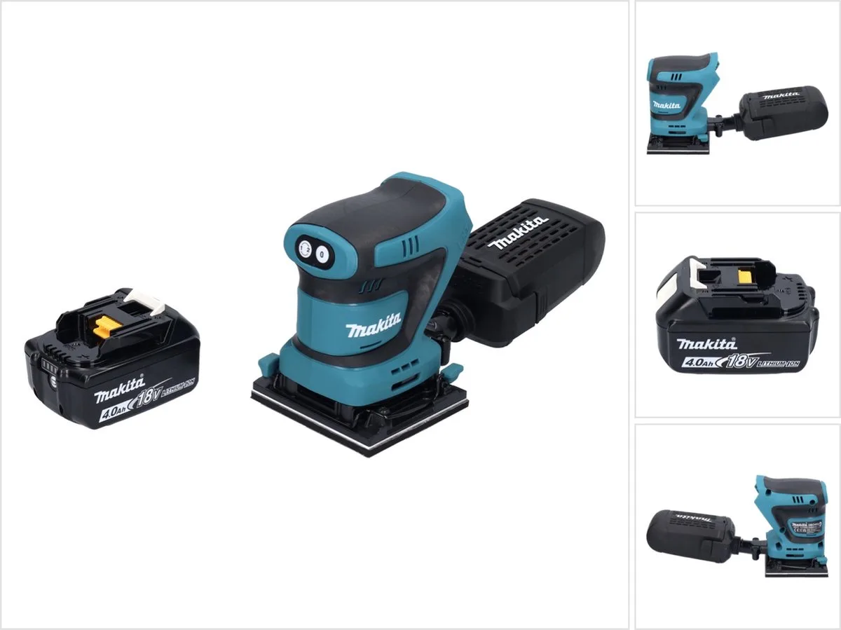 DBO 480 M1 accu-schuurmachine 18 V 112 x 102 mm + 1x accu 4,0 Ah - zonder oplader fra Makita – produktbillede