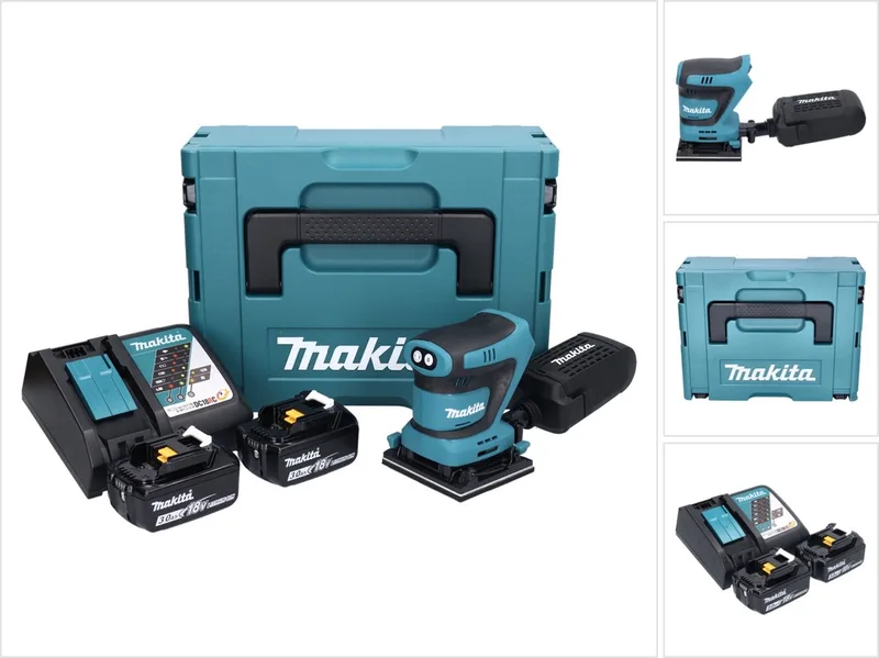 DBO 480 RFJ accu-excentrische schuurmachine 18 V 112 x 102 mm + 2x accu 3,0 Ah + oplader + Makpac de Makita – image du produit
