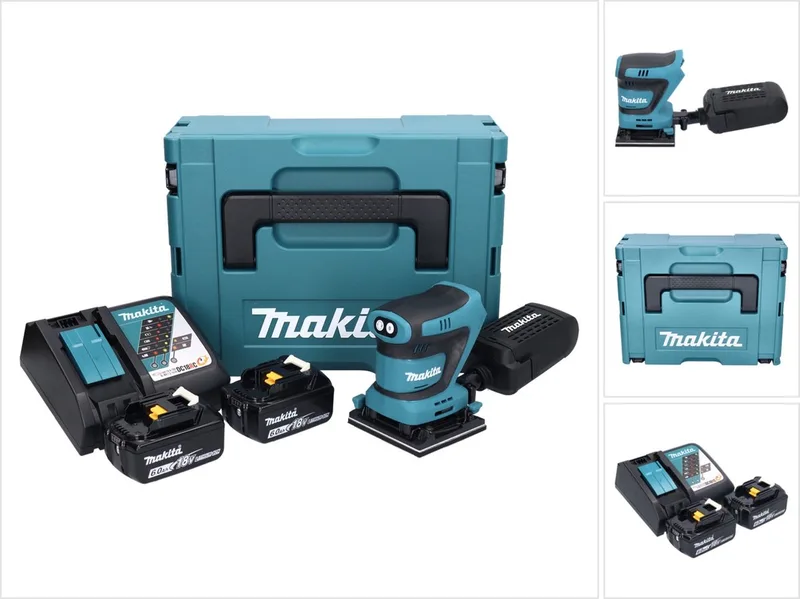 DBO 480 RGJ accu-excentrische schuurmachine 18 V 112 x 102 mm + 2x accu 6,0 Ah + oplader + Makpac von Makita – Produktbild