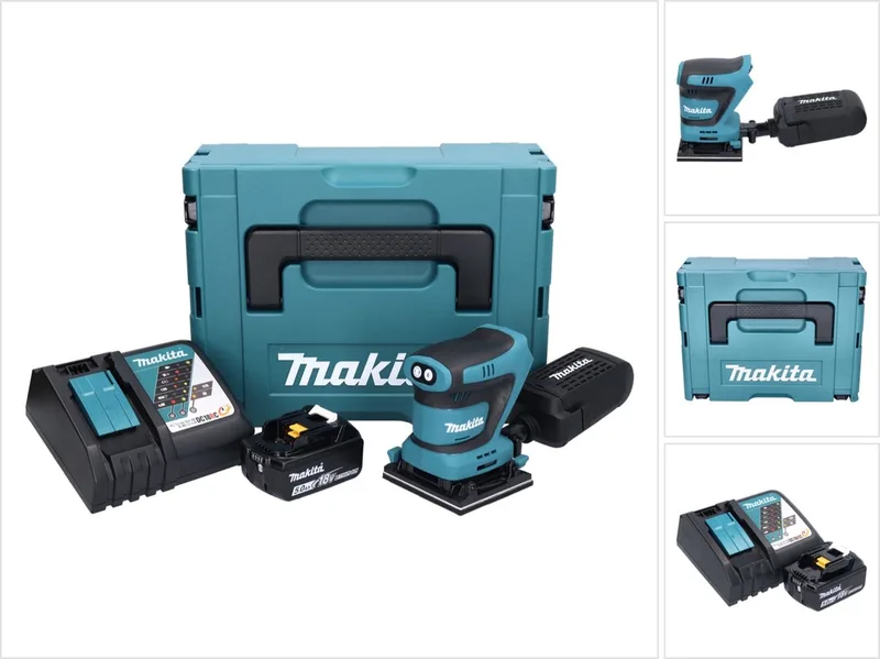 DBO 480 RT1J accu-excentrische schuurmachine 18 V 112 x 102 mm + 1x accu 5,0 Ah + oplader + Makpac von Makita – Produktbild
