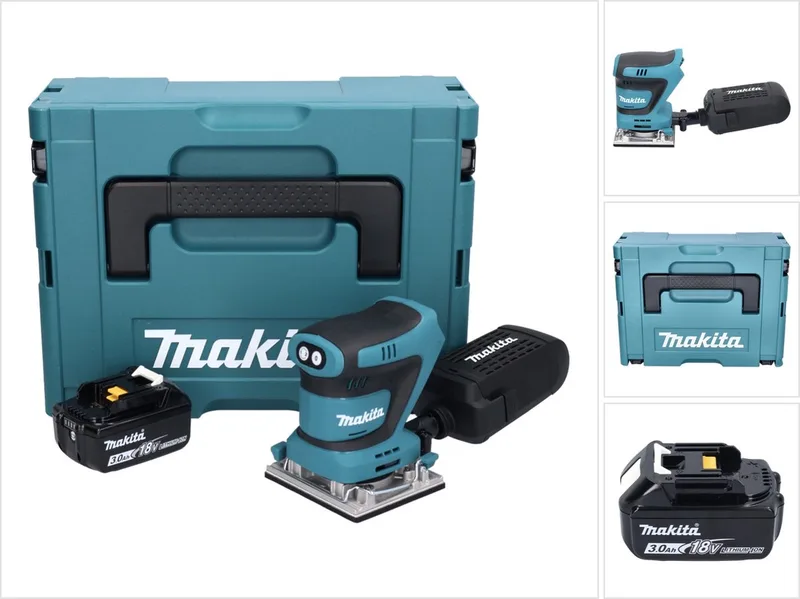 DBO 482 F1J accu-excentrische schuurmachine 18 V 112 x 102 mm + 1x accu 3,0 Ah + Makpac - zonder oplader von Makita – Produktbild