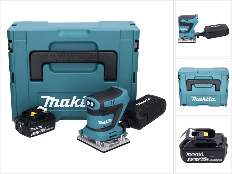 DBO 482 G1J accu-excentrische schuurmachine 18 V 112 x 102 mm + 1x accu 6,0 Ah + Makpac - zonder oplader von Makita – Produktbild