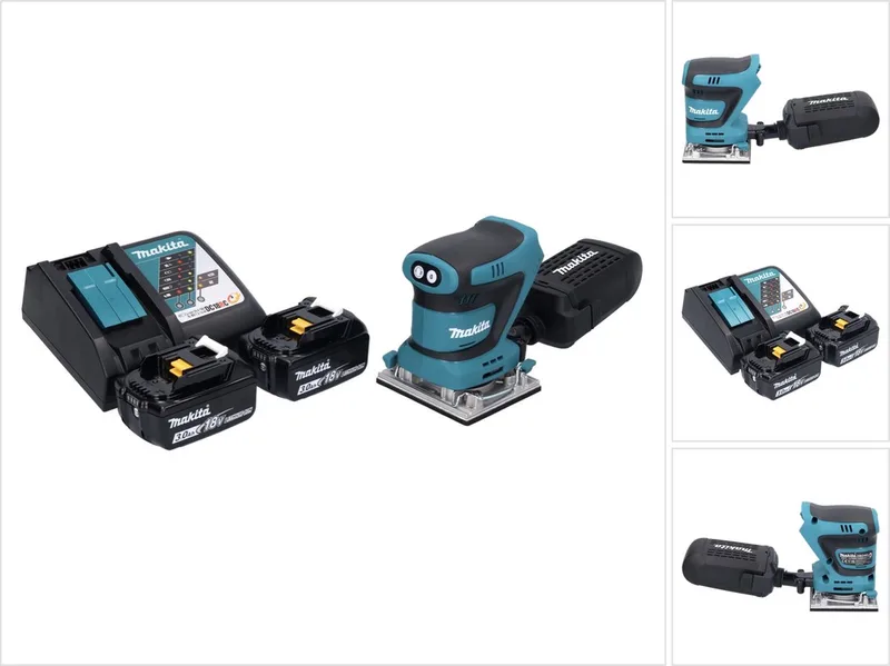 DBO 482 RF accu-excentrische schuurmachine 18 V 112 x 102 mm + 2x accu 3,0 Ah + oplader van Makita – productafbeelding