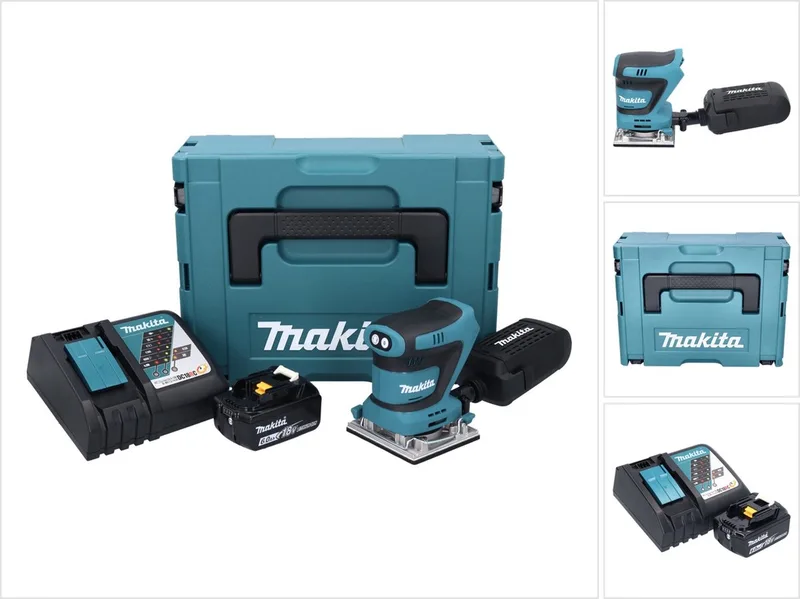 DBO 482 RG1J accu-excentrische schuurmachine 18 V 112 x 102 mm + 1x accu 6,0 Ah + oplader + Makpac de Makita – image du produit