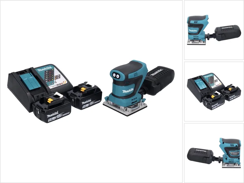 DBO 482 RT accu-excentrische schuurmachine 18 V 112 x 102 mm + 2x accu 5,0 Ah + oplader von Makita – Produktbild