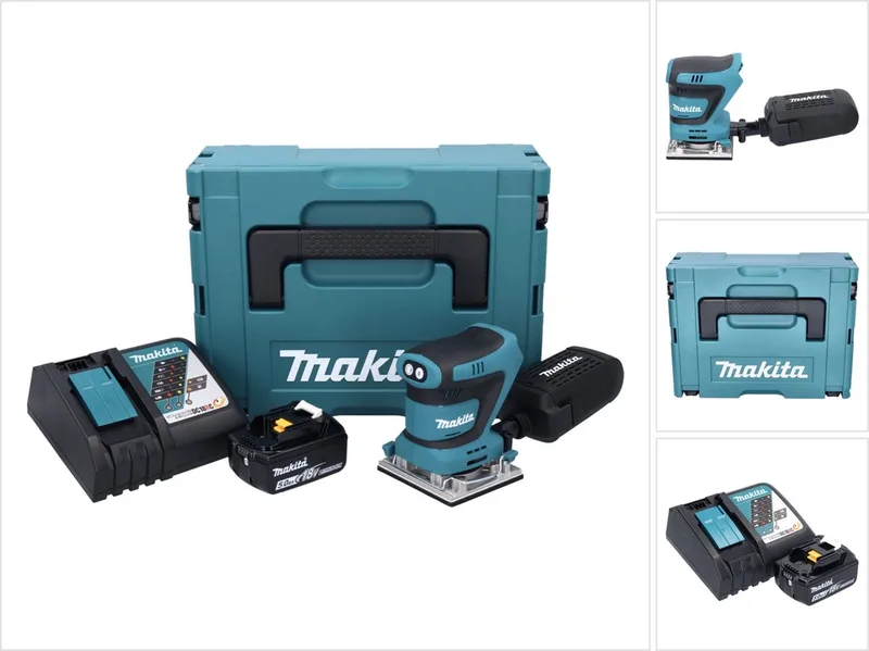 DBO 482 RT1J accu-excentrische schuurmachine 18 V 112 x 102 mm + 1x accu 5,0 Ah + oplader + Makpac de Makita – image du produit
