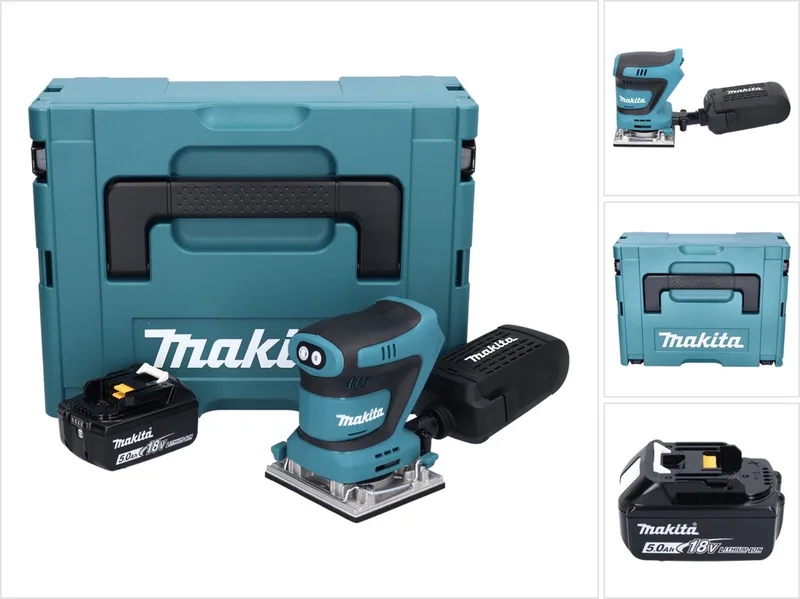 DBO 482 T1J accu-excentrische schuurmachine 18 V 112 x 102 mm + 1x accu 5,0 Ah + Makpac - zonder oplader van Makita – productafbeelding