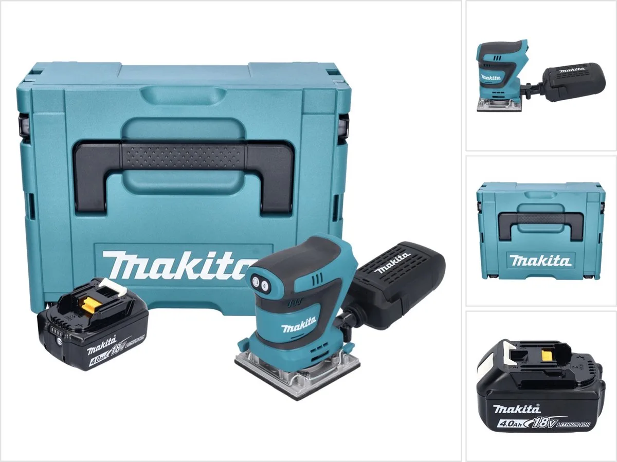 DBO 484 M1J accu-excentrische schuurmachine 18 V 112 x 102 mm + 1x accu 4,0 Ah + Makpac - zonder oplader fra Makita – produktbillede