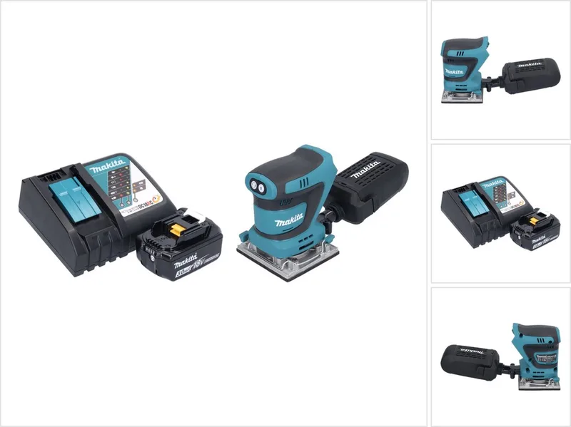 DBO 484 RF1 accu-excentrische schuurmachine 18 V 112 x 102 mm + 1x accu 3,0 Ah + oplader von Makita – Produktbild