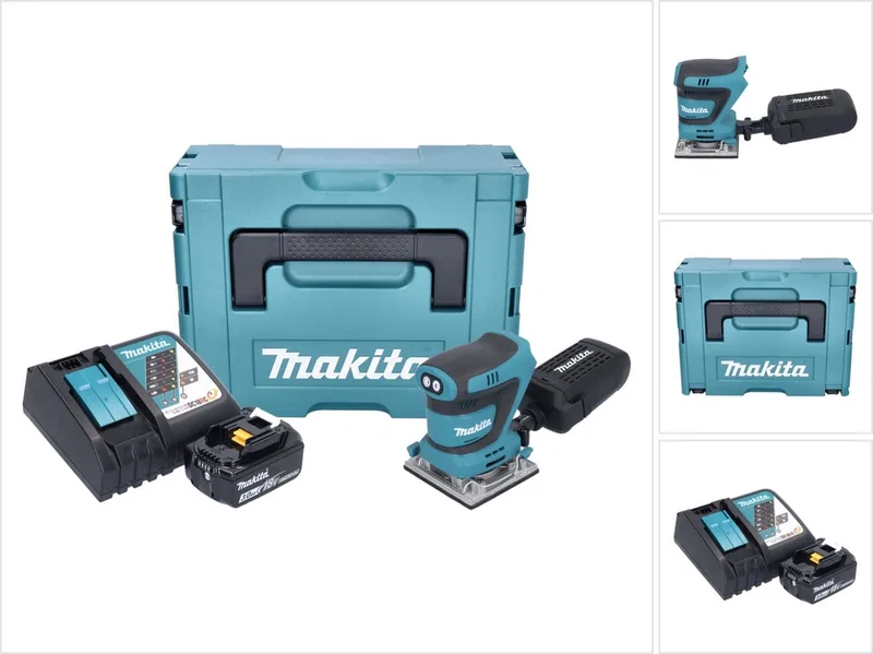 DBO 484 RF1J accu-excentrische schuurmachine 18 V 112 x 102 mm + 1x accu 3,0 Ah + oplader + Makpac fra Makita – produktbillede