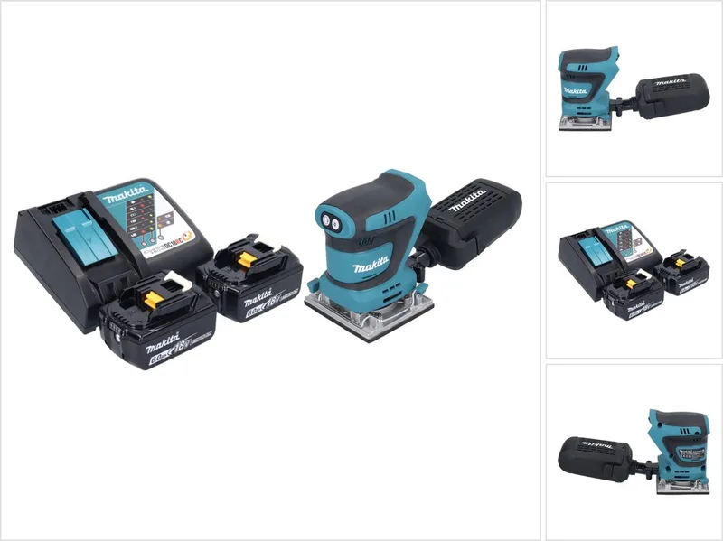 DBO 484 RG accu-excentrische schuurmachine 18 V 112 x 102 mm + 2x accu 6,0 Ah + oplader från Makita – produktbild