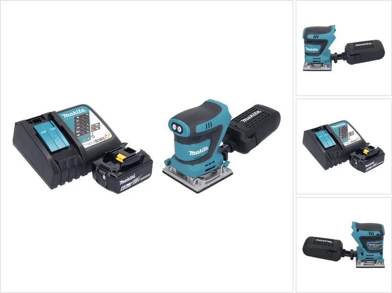 DBO 484 RG1 accu-excentrische schuurmachine 18 V 112 x 102 mm + 1x accu 6,0 Ah + oplader van Makita – productafbeelding