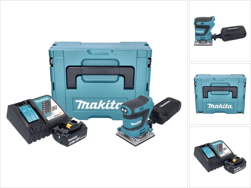 DBO 484 RG1J accu-excentrische schuurmachine 18 V 112 x 102 mm + 1x accu 6,0 Ah + oplader + Makpac von Makita – Produktbild
