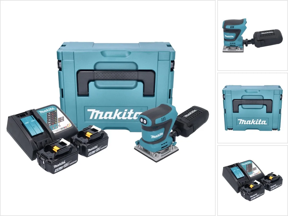 DBO 484 RMJ accu-excentrische schuurmachine 18 V 112 x 102 mm + 2x accu 4,0 Ah + oplader + Makpac von Makita – Produktbild
