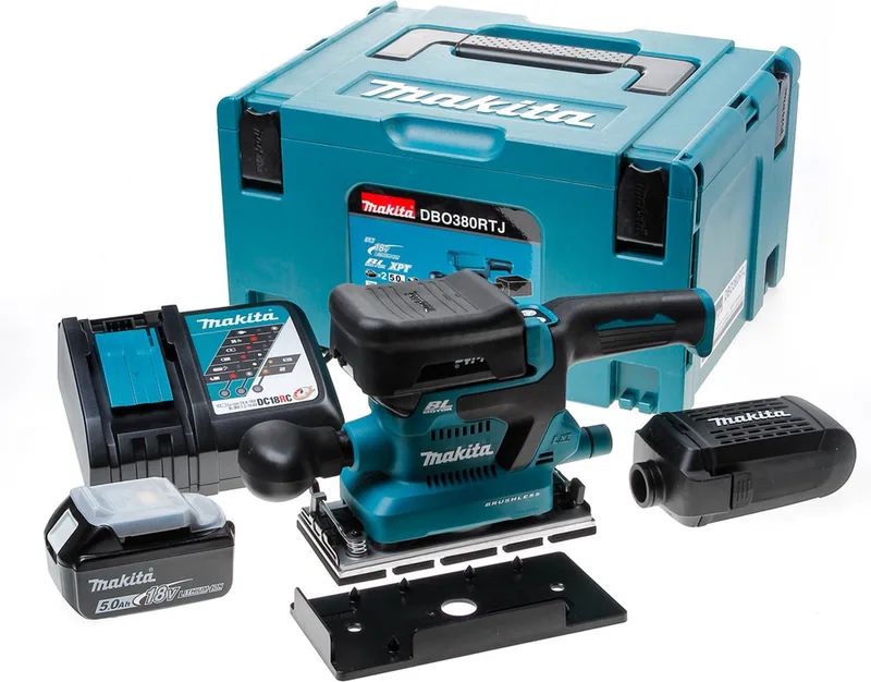 DBO380RTJ Accu Vlakschuurmachine 18V 5.0Ah in Mbox de Makita – image du produit