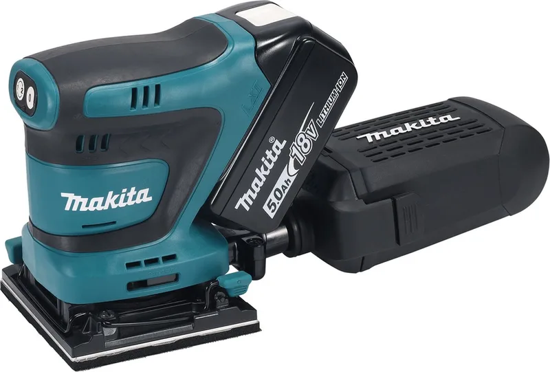 DBO480RTJ Accu Handpalm Vlakschuurmachine | 18V | 2 x 5.0 Ah accu + snellader | In Mbox de Makita – image du produit
