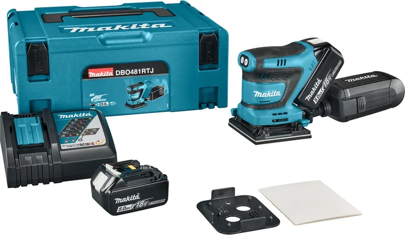 DBO481RTJ Accu Handpalm Vlakschuurmachine 18V 5.0Ah in Mbox von Makita – Produktbild
