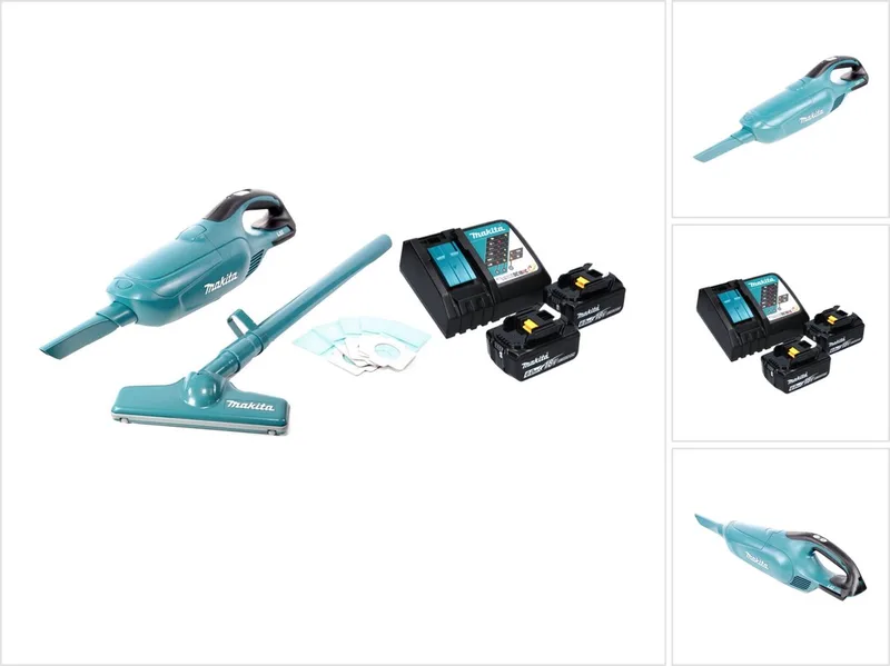 DCL 182 RG accustofzuiger 18 V + 2x accu 6,0 Ah + oplader von Makita, Grün – Produktbild