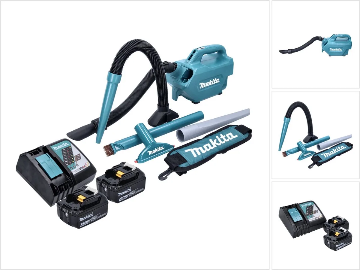 DCL 184 RM accustofzuiger 18 V 54 mbar 0,5 l + 2x accu 4,0 Ah + oplader by Makita, Green – product image