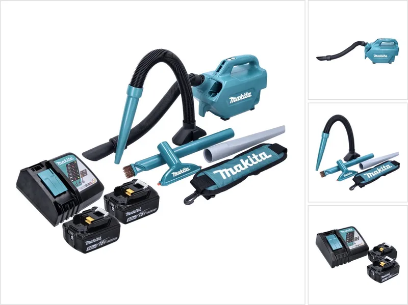 DCL 184 RT accustofzuiger 18 V 54 mbar 0,5 l + 2x accu 5,0 Ah + oplader de Makita, Vert – image du produit