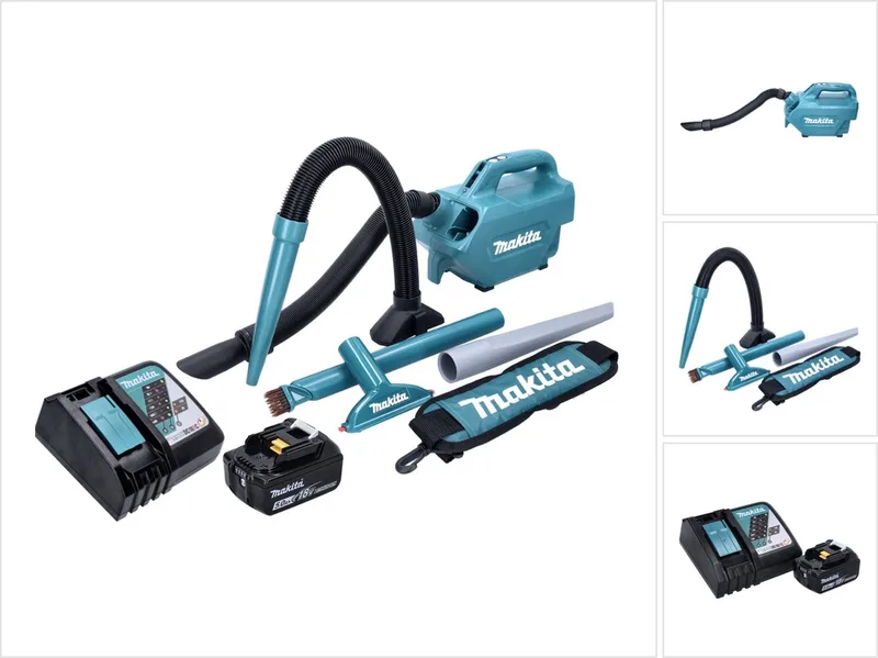 DCL 184 RT1 accustofzuiger 18 V 54 mbar 0,5 l + 1x accu 5,0 Ah + oplader de Makita, Vert – image du produit
